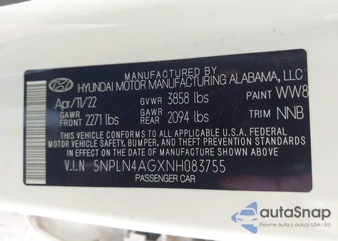 2022 Hyundai Elantra Sel from USA, damaged, VIN 5NPLN4AGXNH083755